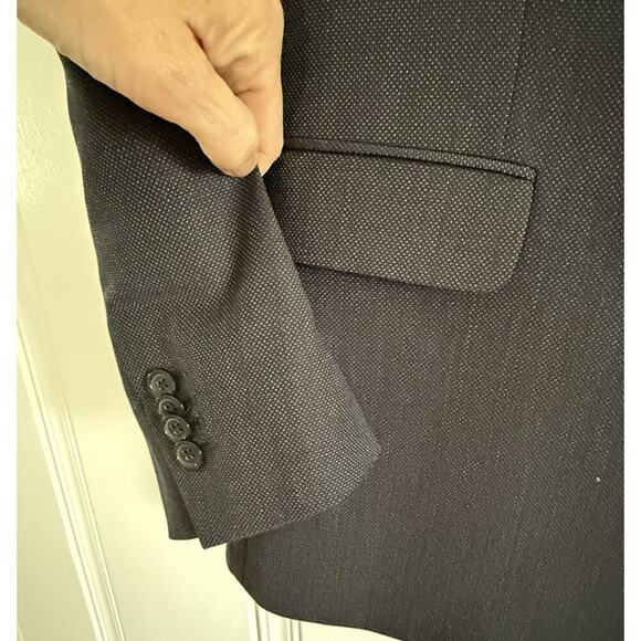 Banana Republic Navy Slim Fit 2 Button Birdseye Marzotto Italian Fabric 42 R/S - Picture 2 of 15
